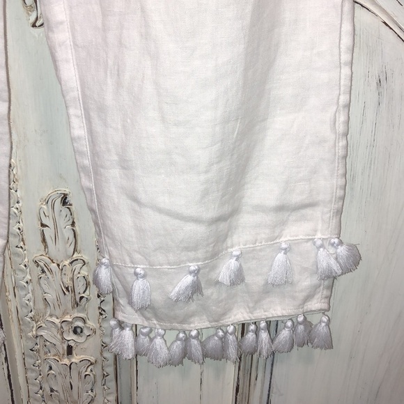 Rachel Zoe 100% Linen Hem Embellished Elastic Waist Pull On Pants Size XS - Picture 4 of 10